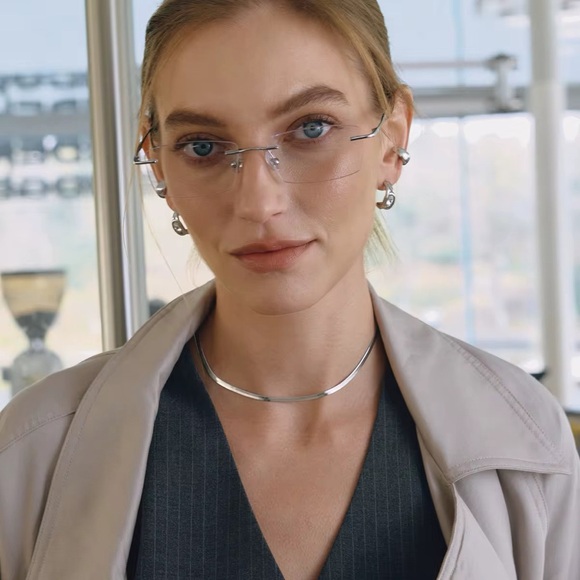 Silver Herringbone Necklace - Picture 2 of 7